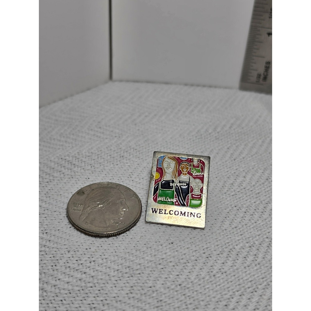 vintage Starbucks "Welcoming" enamel pin from the 2004 Green Apron Awards employ